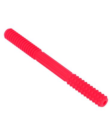 Hollow Teething Tube Baby Safe Hollow Teething Tube Toddlers Infant Soft Silicone Chew Teething Toy with Cleaning Brush (Red)