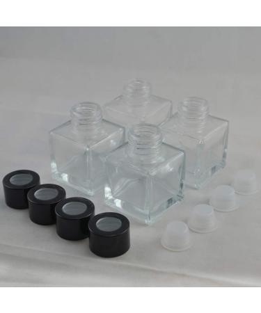 Ougual 4pcs Square Glass Bottles for Essential Oils & Room Fragrance Diffuser (50ML Black Caps) - International Shipping Available - Buy Online on GoSupps.com