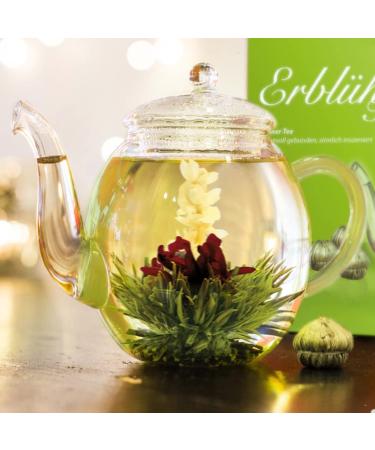 Creano Tea Blower Gift Set - 6 Fruity Blooming Tea Varieties in Glass Jug | Perfect Christmas Gift for Green Tea Lovers - Buy Online on GoSupps.com