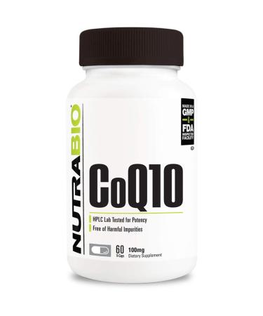 NutraBio CoQ10 Dietary Supplement Healthy Heart Function & Cellular Energy Production 100mg - 60 Capsules CoQ10 - 100mg