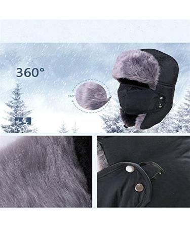 Lainin Winter Trapper Hat with Mask | Russian Ushanka Trooper Aviator Ski Hat - Black - Buy Online on GoSupps.com