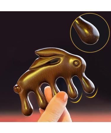 Rabbits Sandalwood Massage Kamm Gua Sha Comb | Natural Wide Tooth Acupressure Tool | Ideal Gift for Men & Women - Buy Online on GoSupps.com