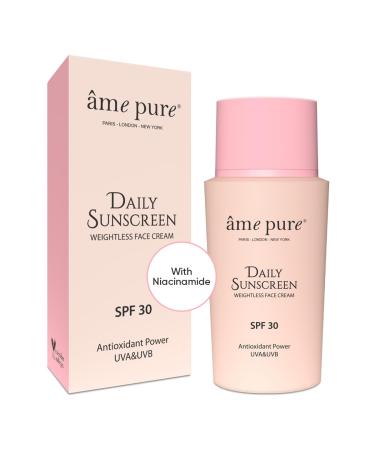 Ame Pure Daily Face Sunscreen - Weightless Face SPF Sun Cream - Susncreen With No White Cast And Stickiness - 50 ml Sun Cream SPF 30 - Sunrise to Sunset Confidence: Suncream for Healthy Glowing Skin!