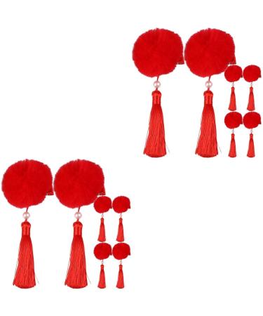 FOMIYES 6 Pairs Tassel Hair Ball Hair Clip Girls Barrettes Girls Hair Barrettes Pompom Hair Clips Tassel Hair Accessories Kids Hair Clips for Girls Hair Pin Chinese Style Hair Clip Metal