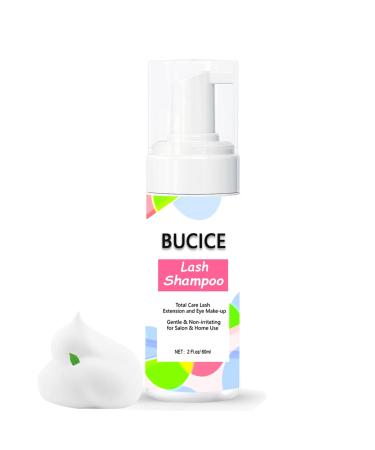 2.02 fl.oz / 60ml Lash Shampoo for Lash Extensions Removing Eyelid Face Foaming Cleanser and Premium Eyelash Extension Cleansing Safe Makeup Remover for Professional & Home Use 2.02 Fl Oz
