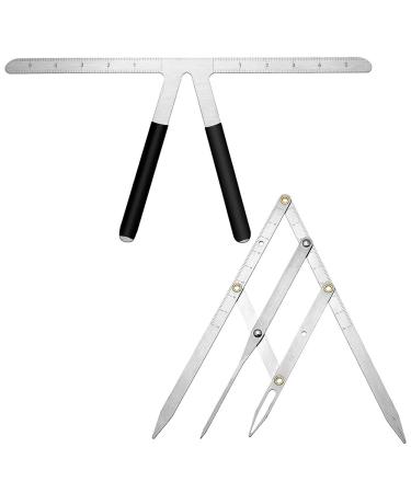 qazaa 2Piece Eyebrow Golden Proportion Caliper Ruler Brow Caliper Measuring Tool Silver