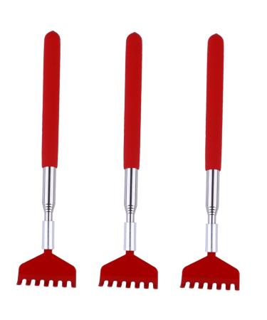 minkissy 3 x telescopic tickling rake trigger red stainless steel massage