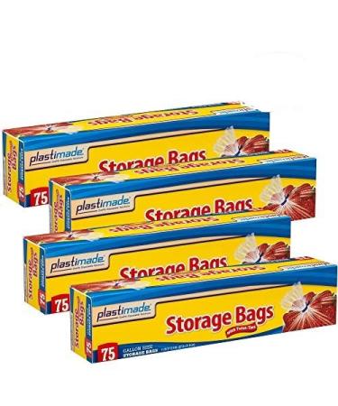 Plastimade Disposable Plastic Storage Bags With Original Twist Tie, 1 Gallon Size, 300 Bags, Great For Home, Office, Vacation, Traveling, Sandwich, Fruits, Nuts, Cake, Cookies, Or Any Snacks (4 Packs) 300 1 Gallon Storage Bags
