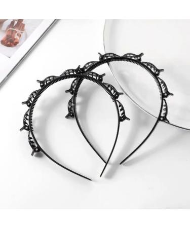 wllqinte Women's Headband with Clips 2 Pieces Headband with Clips 2024 Black Twist Braid Headband Headband Hair Holder Hair Accessories Hair Band for Styling Long and Short Hair - Buy Online on GoSupps.com