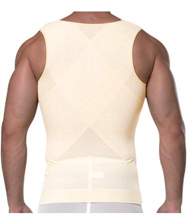 GSKS Men's Compression Shirt Body Shaper Slimming Shapewear - Zipper Style A, Nude, Large - Buy Online on GoSupps.com