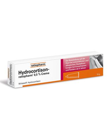 Hydrocortisone ratiopharm 0.5% cream for allergic and inflammatory skin irritation itching sunburn and insect bites.15 g cream 15 g (1 Pack)