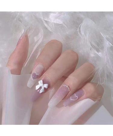 Temperament Enhancement Nail Patch Hand-Customized Nail Dressing Summer New Little red Book Love Bow Pink Glitter Fake Nails Detachable (10-Piece Pack) (Size : S) Small - Buy Online on GoSupps.com