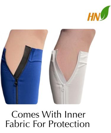 HealthyNees Closed Toe Compression Zip Socks 15-20mmHg - 2 Pairs in White & Navy - 3X-Large for Optimal Support | International Shipping Available - Buy Online on GoSupps.com