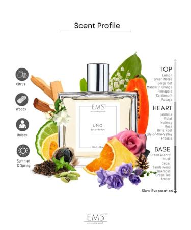 EM5 Uno Unisex Perfume | Citrus Fresh Woody | EDP Spray for Men & Women | Strong and Long Lasting EDP | Luxury Gift for Him/Her - Buy Online on GoSupps.com