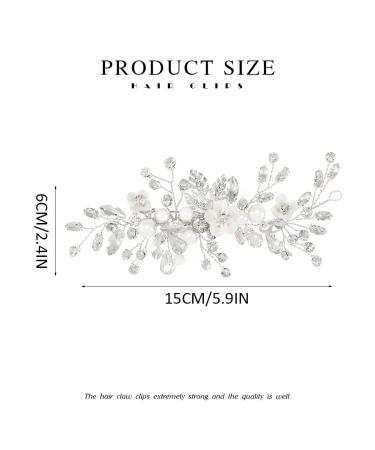 Crystal Bride Wedding Hair Clip | Catery Silver Hair Vine | Bridal Headpiece with Flower | Women's Wedding Hair Accessories - Buy Online on GoSupps.com