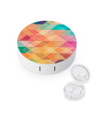 Bagea-Ka Colorful Geometric Pattern Contact Lens Case Box Eye Care Kit Holder Mirror Box with Tweezers Remover Tool Solution Bottle for Outdoor Travel & Home