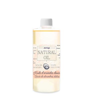 PLANTAWA Sweet Almond Oil 500 ml 100% Natural Organic for Hair, Baby, Pregnancy, Stretch Mark, Face, Body, Massage, 100% Pure