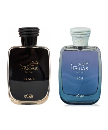 Hawas Ice For Him & Hawas Black for Men Eau de Parfum Combo Set | Long-Lasting Fragrance for Men | Gift for Him | 100ml