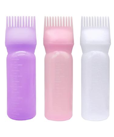 3 Pack Root Comb Applicator Bottle 6 Ounce, Applicator Bottle for Hair Dye Applicator Brush with Graduated Scale(Pink+Purple+White) Pink/Purple/White - Buy Online on GoSupps.com