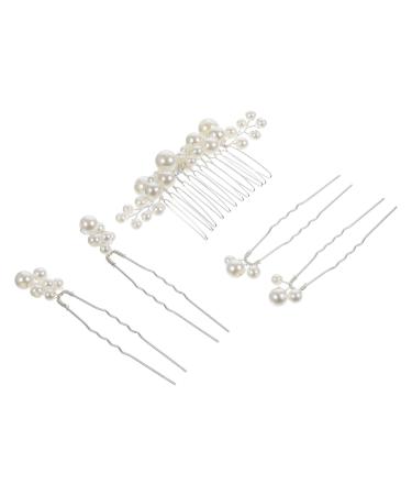 Didiseaon 1 Set Barrettes for Girls Wedding Hair Clips Vintage Decor Hair Accessories for Women Baroque Decor Girl Headpieces for Wedding Hair Comb Clip Metal Hair Fork Bride Pearl