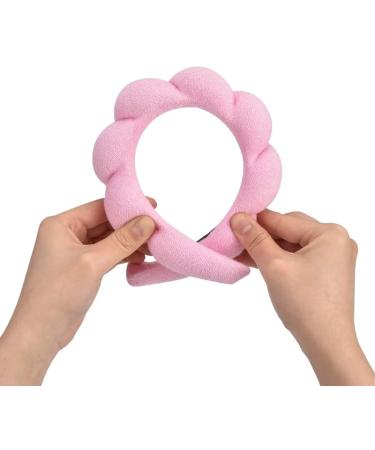 Spa Headband for Washing Face Skincare Headbands for Makeup Removal Face Scrubber Facial Exfoliator Sponge Makeup Headband Terry Cloth Headband Bubble Soft Puffy Headband for Girl Women Pink + Black - Buy Online on GoSupps.com