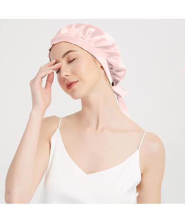Buy Via's Silk Mulberry Sleeping Cap - Hair Protection Night Cap | Pink Elastic Band Headgear - Buy Online on GoSupps.com