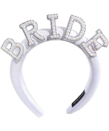 Bride Headband for Bridal Shower Bachelorettes Party Artificial Pearl Hairhoop Elegant Headband CarnivalParty Headpiece Velvet style - Buy Online on GoSupps.com