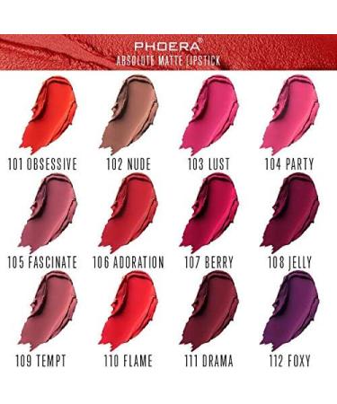 Aquapurity Phoera Absolute Velvet Matte Lipstick - Long Lasting Waterproof Pigment Makeup (107 Berry) | UK - Buy Online on GoSupps.com