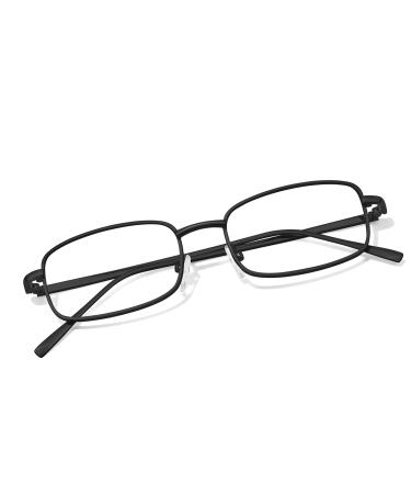 TJUTR Fashion Clear Glasses Non Prescription Fake Glasses for Women Blue Light Blocking Rectangle Metal Glasses Frame 733-V19 Black-v19