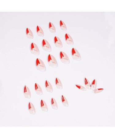 Red Stiletto Press-On Nails | Oval Short False Nails for Women & Girls | 24PCS Nail Art Set | International Shipping - Buy Online on GoSupps.com
