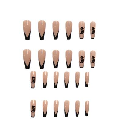 Yiifunglong fun nail art design sticker tips nail decoration 1 set fake nails with nail glue full cover press on nails extension false nails tips for women - 1