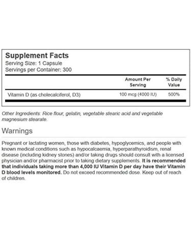 Vitacost Vitamin D3 (Cholecalciferol) 4000 IU - 300 Capsules - Buy Online on GoSupps.com