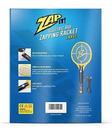 Zap It! Electric Fly Swatter Racket & Mosquito Zapper - 4000V Bug Zapper - USB Rechargeable - Indoor Safe - Yellow - Buy Online on GoSupps.com
