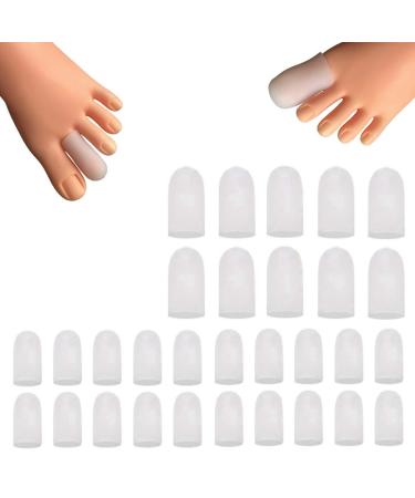 30 Pieces Gel Toe Caps Silicone Toe Protector Toe Covers to Protect from Rubbing Ingrown Toenails Corns Blisters Hammer Toes and Other Painful Toe Problems White