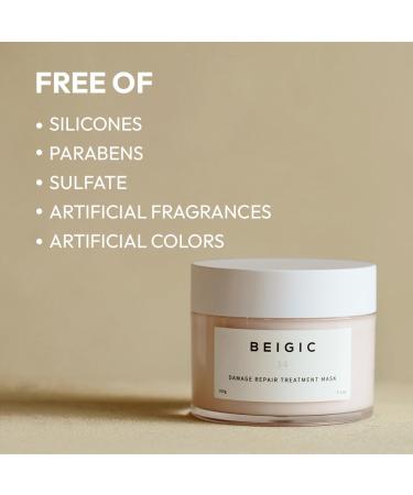 BEIGIC Damage Repair Treatment Mask - Vegan Korean Deep Conditioning Hair Mask for Dry Frizzy Hair with Argan Oil & Vitamin E - Silicone Free 10.06 fl oz - Buy Online on GoSupps.com