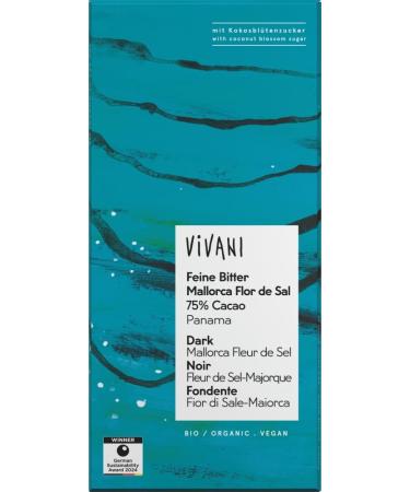  Vivani Vivani Flor de Sal Bio Bitter Mallorca Flor de Sal 75% Cacao Panama (2 x 80 g) - Buy Online on GoSupps.com
