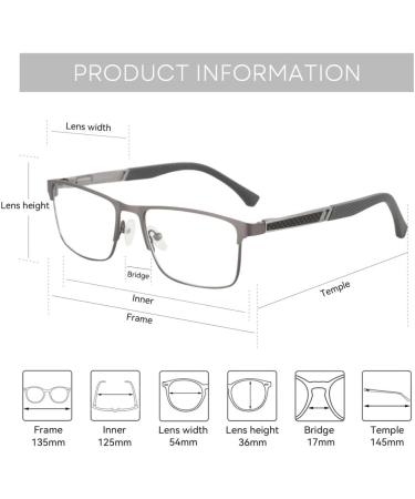 ZENOTTIC Blue Light Reading Glasses for Men | Stylish Square Metal Frame Anti-Glare 2.5x Magnification - Perfect for Computer Use - Buy Online on GoSupps.com
