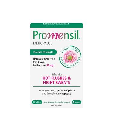 Promensil Menopause Double Strength Hot Flushes Night Sweats 80mg Red Clover Isoflavones Phytoestrogens 60 Tablets
