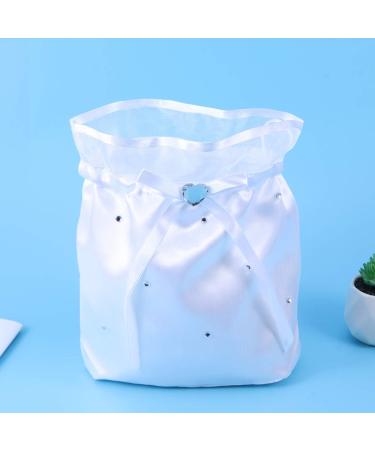 ARTIBETTER Satin Bridal Wedding Money Bag with Floral Lace - White Bridal Satin Flower Decorated Bag for Dollar Dance and Wedding Favor - Buy Online on GoSupps.com