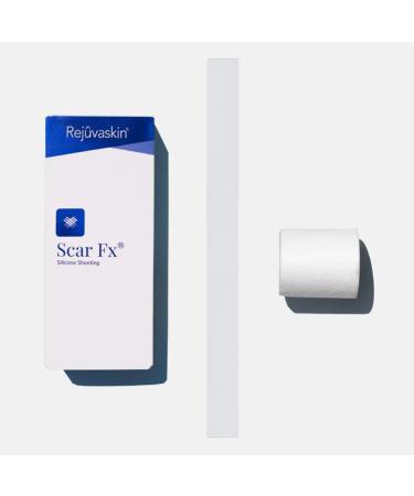 Rejuvaskin Scar Fx Silicone Sheeting - 1 Inch x 12 Inches Silicone Scar Tape for Long Surgical Scars - Silicone Tape For Soften Flatten Reduce and Recover Scars - Physician Recommended- 1 Sheet New Box Version