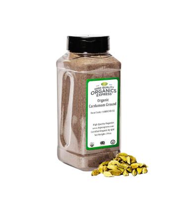 HQOExpress | Organic Ground Cardamom | 19 oz. Chef Jar | USDA Certified Organic