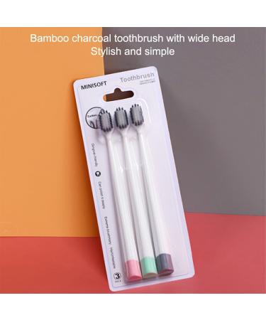 FIOERDTUIE 3pcs Bamboo Charcoal Toothbrush Set - Soft Bristle Wide Head for Oral Health Care & Travel - Buy Online on GoSupps.com