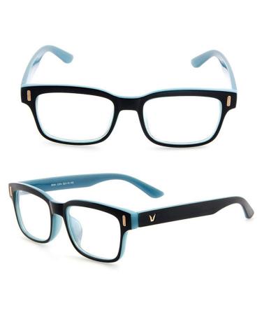 Gaming Glasses Computer Anti Fatigue Blue Light Blocking UV Protection Filter Eyewear Eyeglasses (Black&Blue Frame + White Lens)
