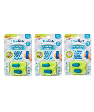 HearRight Ultra Soft Ear Plugs Foam Ear Plugs Soft Ear Plugs (3-Pack) Small