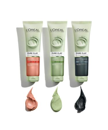 L'Oreal Pure-Clay Cleanser: Detox & Brighten with 3 Clays + Charcoal (4.4 fl oz) - Buy Online on GoSupps.com