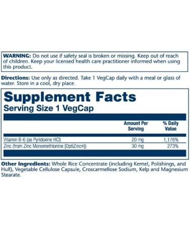 SOLARAY OptiZinc 30mg | Immune System | Methionine & Vitamin B6 | Dietary Supplement Lab Verified 100% PCR Bottles | 60 Vegetarian Capsules - Buy Online on GoSupps.com