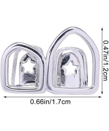 Hip Hop Hollow Open Face Double Tooth Teeth Caps Teeth Cover Punk Grills Tooth Cap Cosplay Party Rapper Jewelry Teeth Decor silver - Buy Online on GoSupps.com