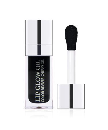 Plumping Lip Gloss Hydrating Lip Gloss Tinted Lip Balm Big Brush Head Glitter Shine Long Lasting Nourishing Non-sticky Fresh Texture Black