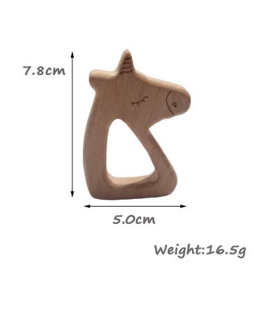 Arakierst 5pcs Cartoon Horse Wood Teether Set - Natural Animal Shape Teething Rings for DIY Pendant Toy - Buy Online on GoSupps.com