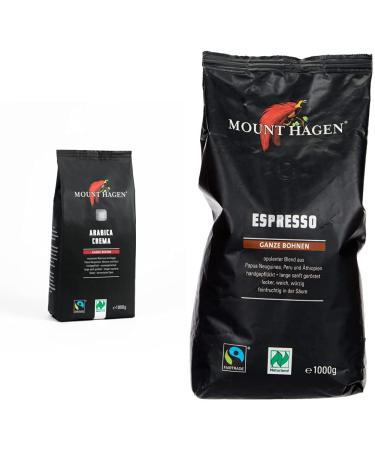Mount Hagen Bio ft Naturland roasted coffee arabica crema 1kg whole bean & dark roast organic ft naturalland espresso 1kg whole bean bundle with organic ft naturalland espresso